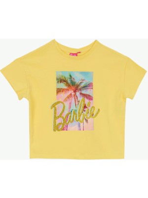 Barbie Baskılı Sarı Kız Çocuk T-Shirt BRB6SG-TST6551