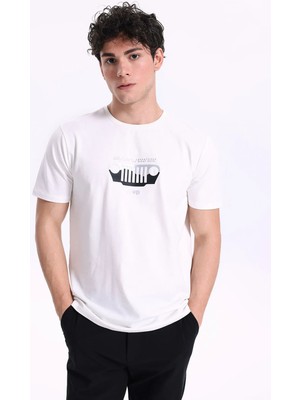 Jeep Kırık Beyaz Erkek Relaxed Baskılı T-Shirt J6SM-TST7482