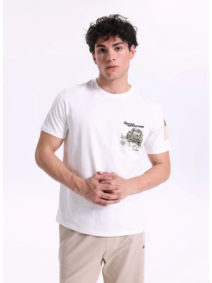 Jeep Kırık Beyaz Erkek Relaxed Baskılı T-Shirt J6SM-TST7589