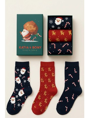 Katia & Bony Çocuk 3'lü Yılbaşı Kutulu Soket Çorap