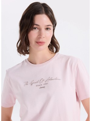 Jeep Pembe Kadın Relaxed Baskılı T-Shirt J6SL-TST7177