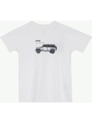 Jeep Baskılı Beyaz Erkek Çocuk T-Shirt J6SB-TST7685