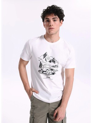 Jeep Kırık Beyaz Erkek Relaxed Baskılı T-Shirt J6SM-TST7420