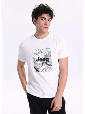 Jeep Kırık Beyaz Erkek Relaxed Baskılı T-Shirt J6SM-TST7320