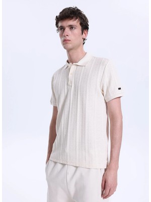 Discovery Expedition D6SM-TST3728 Krem Relaxed Düz Erkek Polo T-Shirt
