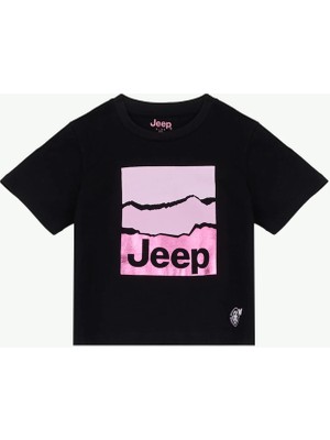 Jeep Baskılı Siyah Kız Çocuk T-Shirt J6SG-TST7620