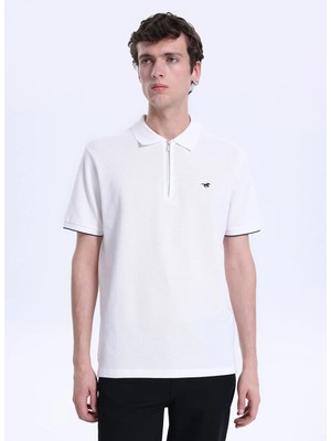 Mustang Düz Beyaz Erkek Polo T-Shirt M6SM-TST1583
