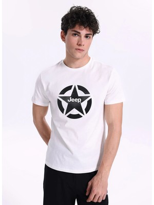Jeep Kırık Beyaz Erkek Relaxed Baskılı T-Shirt J6SM-TST7324