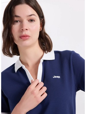 Jeep Polo Yaka Düz Lacivert Kadın T-Shirt J6SL-TST7164