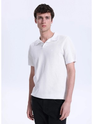 Mustang Polo Yaka Normal Nakışlı Ekru Erkek Kazak M5SM-KZK1447