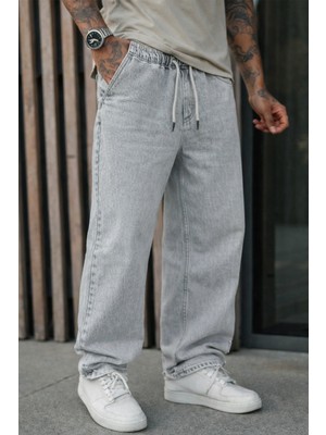 Damga Erkek Günlük Bol Paça Gri Baggy Pantolon