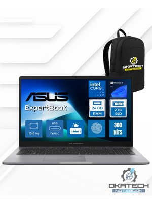 Asus Expertbook P1 Intel®core™7 240H 24GB Ddr5 2tb SSD 15.6'' Fhd 300NITS WİN11P Taşınabilir Bilgisayar P1503CVA-C716512G0D09
