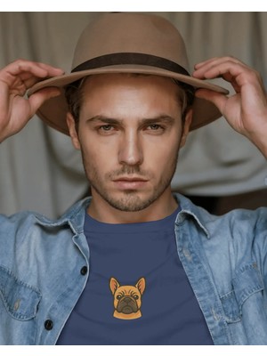 Muhtar Store French Bulldog Köpek Baskılı Unisex Oversize Tişört – Minimal Sevimli Bulldog Tasarım