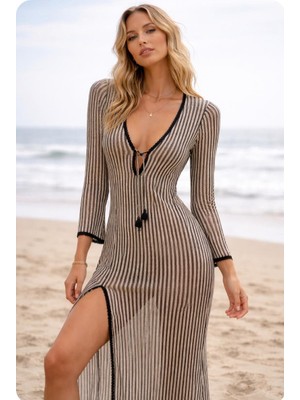 malven Çizgili Plaj Elbisesi