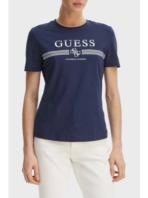 Guess Siena Pamuklu Slim Fit Logolu Yuvarlak Yaka T Shirt V6GI07K2968 Bayan T Shirt V6GI07 K2968 G7JX
