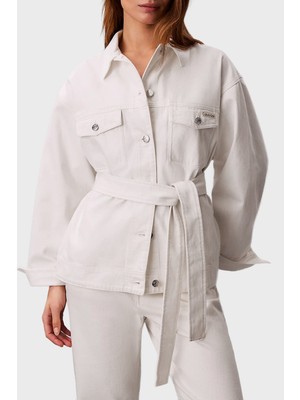 Calvin Klein % 100 Pamuklu Regular Fit Klasik Yaka Kot Ceket LV047F759G Asn Bayan Kot Ceket LV047F759G Asn