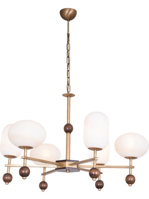 Avonni AV-1949-6E Eskitme Kaplama Modern Avize E27 Metal Cam H: 80 Cm, Ø: 60 cm