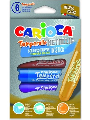 Carioca Temperello Stick Metalik Boyama Kalemi 6’lı Renkli Çocuklar İçin Eğlenceli Boyalar
