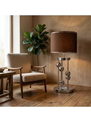 Venüs Nova Arcturus Krom Silindir Abajur Kahverengi Krom Şerit Başlık