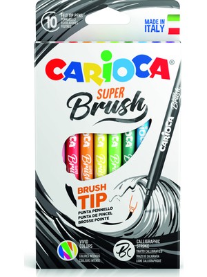 Carioca Fırça Uçlu Keçeli Kalem Seti 10 Adet Çocuklar İçin Yıkanabilir ve Güvenli