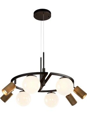 Avonni AV-1950-8BSY Eskitme/siyah Boya/kaplama Modern Avize E27 Metal Cam H: 100 Cm, Ø: 66 cm