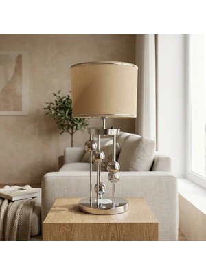 Venüs Nova Arcturus Krom Silindir Abajur Viskon Krom Şerit Başlık