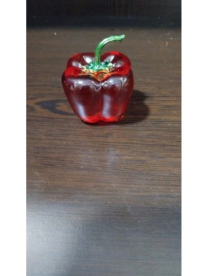 Es Dekor 6 cm Yuvarlak H. 5.5 cm Cam Biber 1 Adet Kırmızı