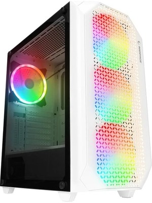 Tuba Toptaş Rampage Zuko 600W 80+ Mesh Panel 4x Raınbow 14CM Fanlı Gamıng Atx Kasa Beyaz