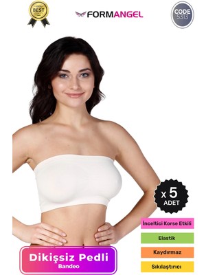 Carlburn #bandeo Seamless Toparlayıcı Kadın Basic Örme Dikişsiz Pedli Bandeo Büstiyer - 5 Adet