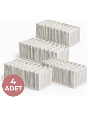 Kraftella 4' Lü Akordiyon Çekmece Içi Düzenleyici L - Gri Beyaz Çizgili Organizer