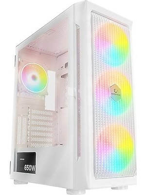 Tuba Toptaş Rampage Prolıx 650W 80+ Mesh Panel Temper Camlı + Argb Fanlı Gamıng Atx Kasa Beyaz