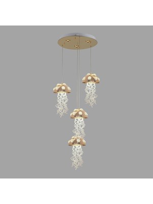 Avonni AV-55045-4ST Sarı Kaplama Klasik Avize LED Metal Kristal H: 80 Cm, Ø: 30 cm