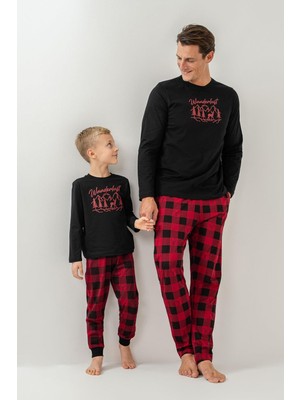 Arnetta Ekoseli Kışlık Siyah Pijama Takım – Yetişkin ve Çocuk Pijamalar Ayrı Ayrı Fiyatlandırılır