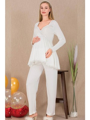 REN Kadın 2'li Uzun Kol Hamile Lohusa Pijama Takım