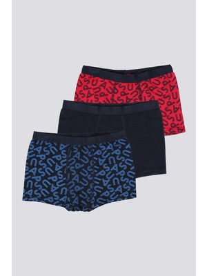 U.S Polo Assn. U.s. Polo Assn. 3'lü Çocuk Boxer, 1 Adet Lacivert Baskılı 1 Adet Lacivert 1 Adet Kırmızı Baskılı