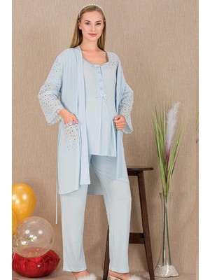 REN Kadın 3'lü Hamile Lohusa Pijama Takım, Hamile Lohusa Sabahlık ve Pijama Takımı