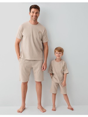 RolyPoly Baba Oğul Waffle Kumaş Yazlık Şort Takım- Ürünler Ayrı Ayrı Satılır, Kombin Için Ayrı Ayrı Sırayla Sepete EKLENMELIDIR-%100 Pamuk