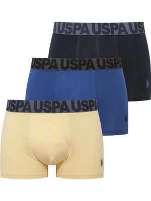 U.S Polo Assn. U.s. Polo Assn. 3'lü Sarı Lacivert Erkek Boxer, Sarı Lacivert Saks Erkek Boxer, %95 Pamuk, %5 Elastan