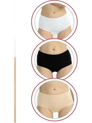 U.S Polo Assn. U.s. Polo Assn. 3'lü Modal Pamuk Yüksek Bel Külot, Basic Maxi Külot Siyah Beyaz Ten