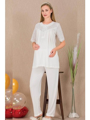 REN Kadın 2'li Kısa Kol Hamile Lohusa Pijama Takım, Emzirme Düğmeli