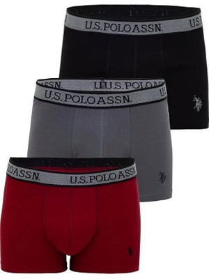 U.S Polo Assn. U.s. Polo Assn. 3'lü Erkek Boxer, Siyah Bordo Antrasit Erkek Boxer  %95 Pamuk/cotton %5 Elastan/elasthane