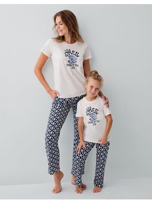 Arnetta Anne Baba Çocuk Uyumlu Aile Pijama Takımı. %100 Pamuk Kumaş, Yazlık Rahat Kesim ve Modern Deniz Temalı Tasarım