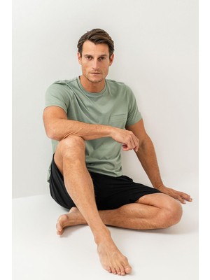 Arnetta Erkek Tişört Şort Takım %100 Pamuk – Cepli Şortlu Rahat Ev & Günlük Kullanım Takımı