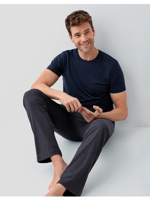 Arnetta Erkek %100 Pamuk Pijama Takımı – Kısa Kollu T-Shirt & Uzun Pijama Altı