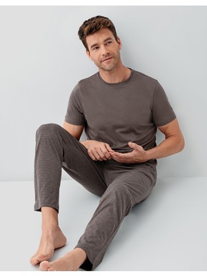 Arnetta Erkek %100 Pamuklu Pijama Takımı – Kısa Kollu Üst & Celi Uzun Alt | Rahat Kalıp