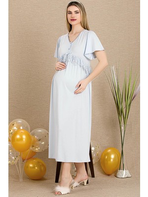 REN Kadın Kısakollu Hamile Lohusa Gecelik