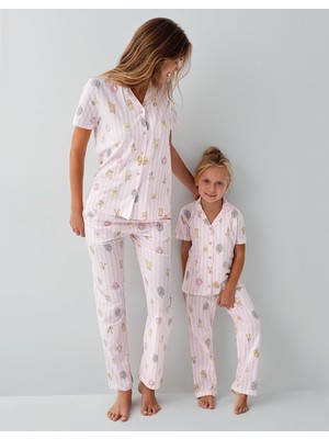 RolyPoly Anne Kız Pijama (Ayrı Ayrı Satılır) Takımı %100 Pamuk –  Gömlek Yaka Kısa Kollu Kombin