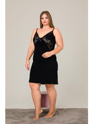 REN Kadın Siyah Büyük Beden Fantazi Gecelik, Viskon Kumaş