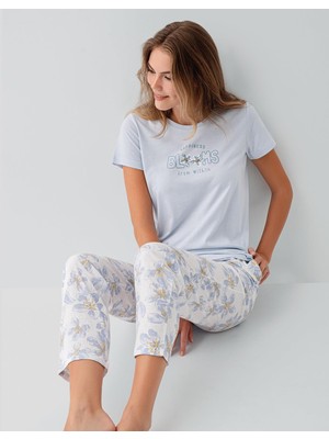 Arnetta Kadın %50 Pamuk %50 Modal Baskılı Pijama Takımı – Kısa Kollu, Uzun Paça, Yumuşak Dokulu, Büyük Beden Seçenekli