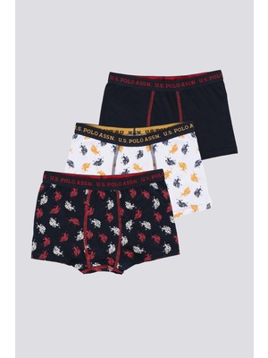U.S Polo Assn. U.s. Polo Assn. 3'lü Çocuk Boxer, 1 Adet Lacivert Baskılı 1 Adet Lacivert 1 Adet Beyaz Baskılı